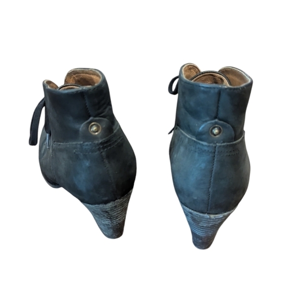 INDIGO by Clarks Black Leather Lace Up Heeled Ankle Boots Sz 8 M Style 83080 - Picture 5 of 9